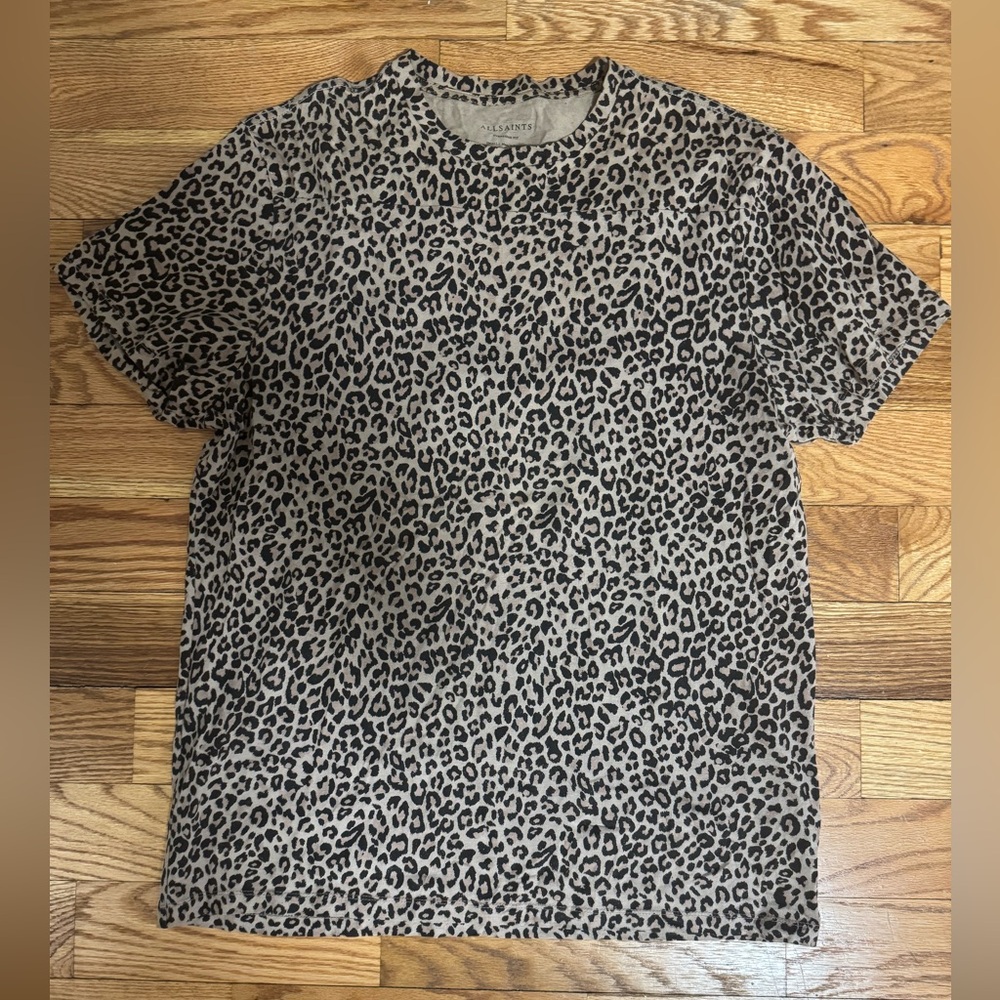 All Saints Leopard Print Oversized T Shirt